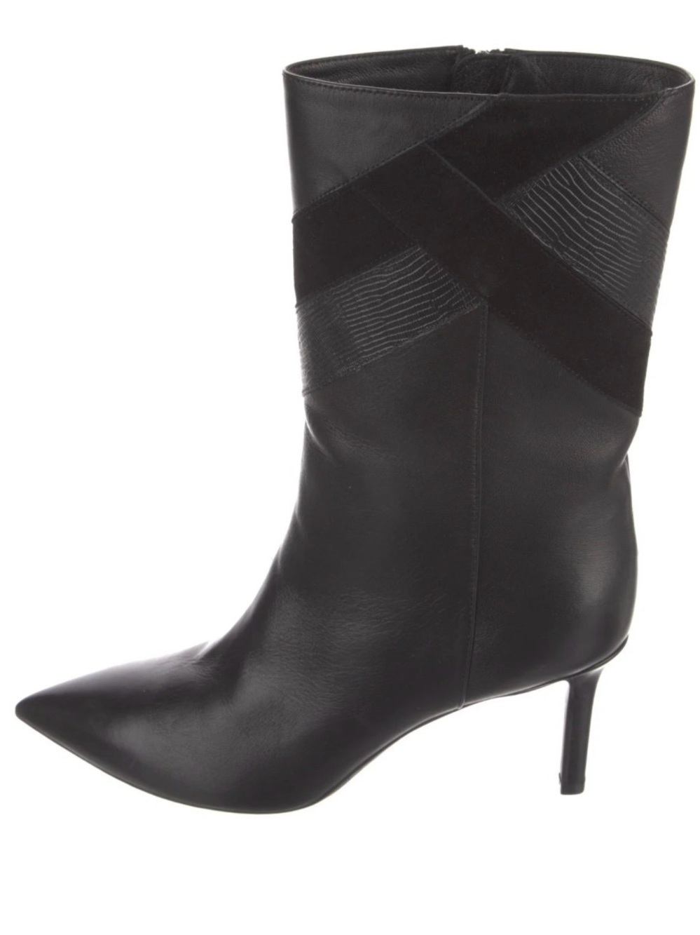 Aquatalia Black Pointed-Toe Mid-Calf Stiletto Boot Sz 8